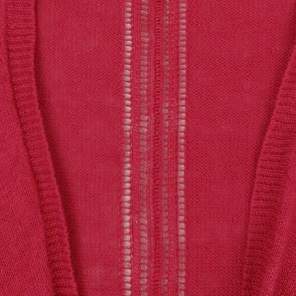 Eileen Fisher 100% Linen Knit Cardigan L Hot Pink Open Weave Lightweight Spring - Picture 2 of 6